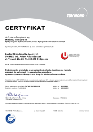 Certyfikat ISO 13485:2015 wersja polska